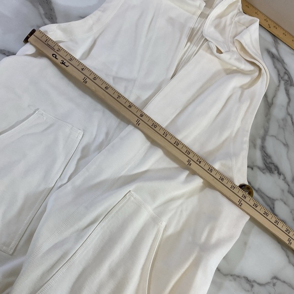 Soft Surroundings Long Vest Cardigan Women Size Medium Ivory Sleeveless Zip Back - Picture 11 of 12